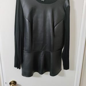 Faux leather pullover top